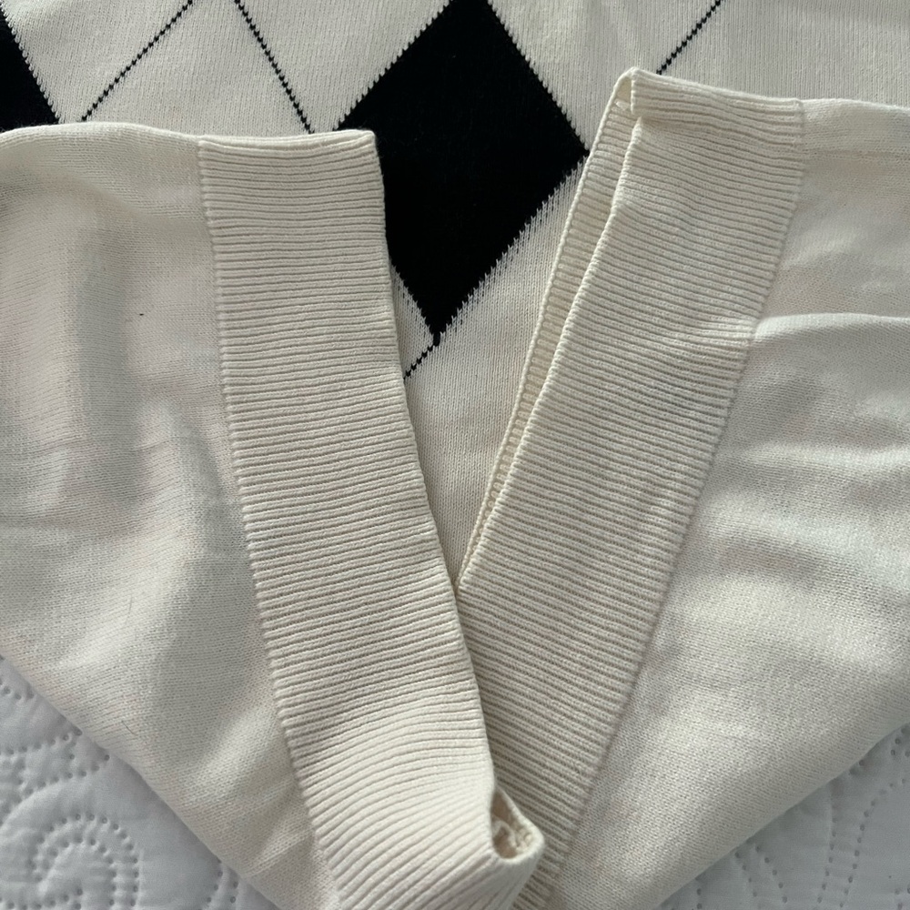 Argyle Sweater Vest in Cream and Black Champions Tour Size L 💯 Cotton - Picture 4 of 5